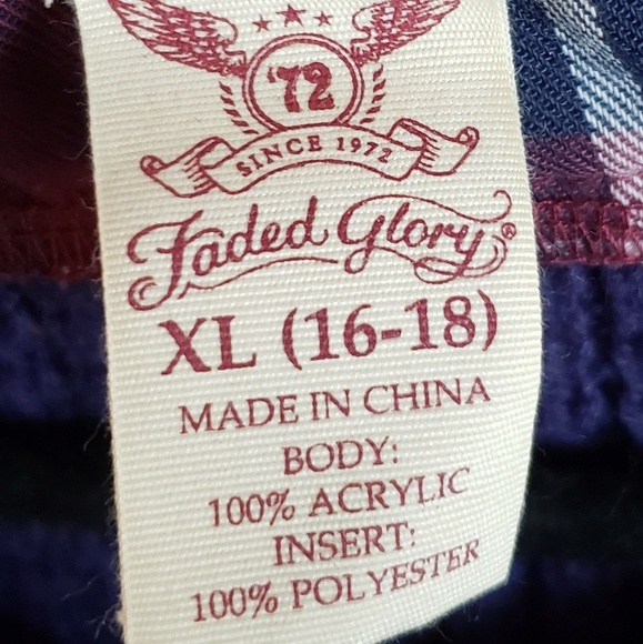 Faded glory 16/18 XL dark blue w/ plaid sweater - Picture 4 of 4